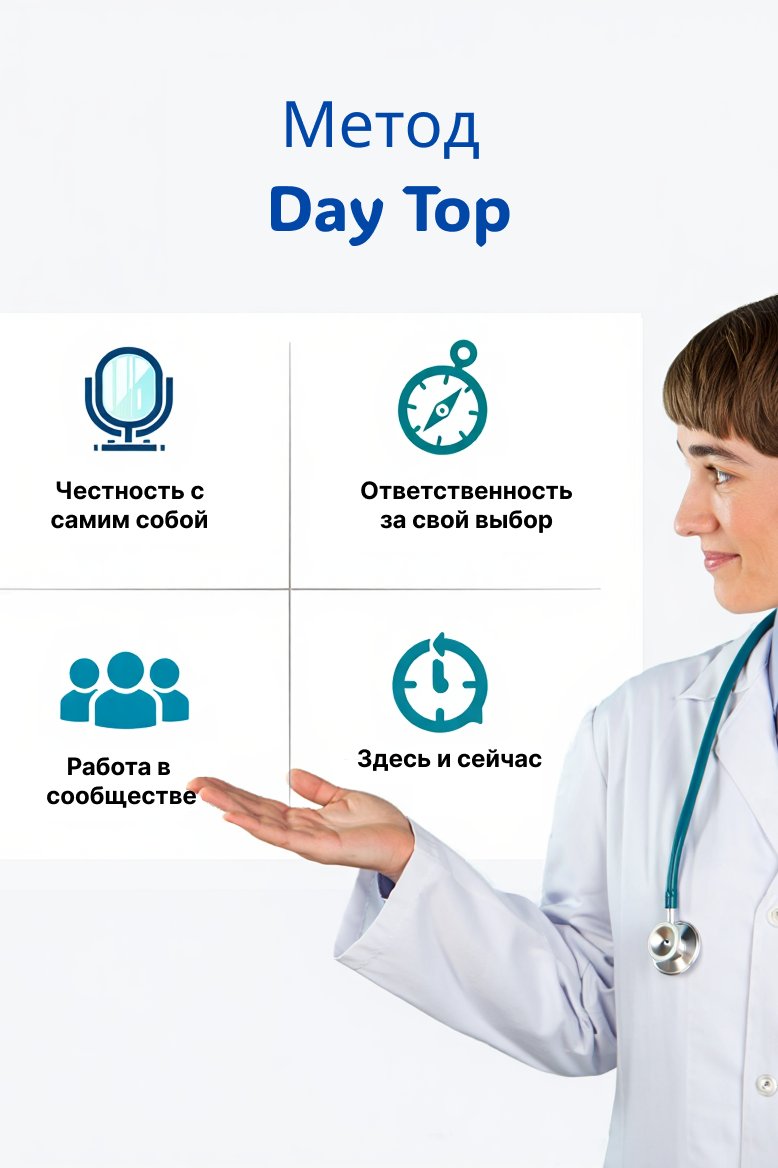 Принципы методики Day Top: инфографика с врачом