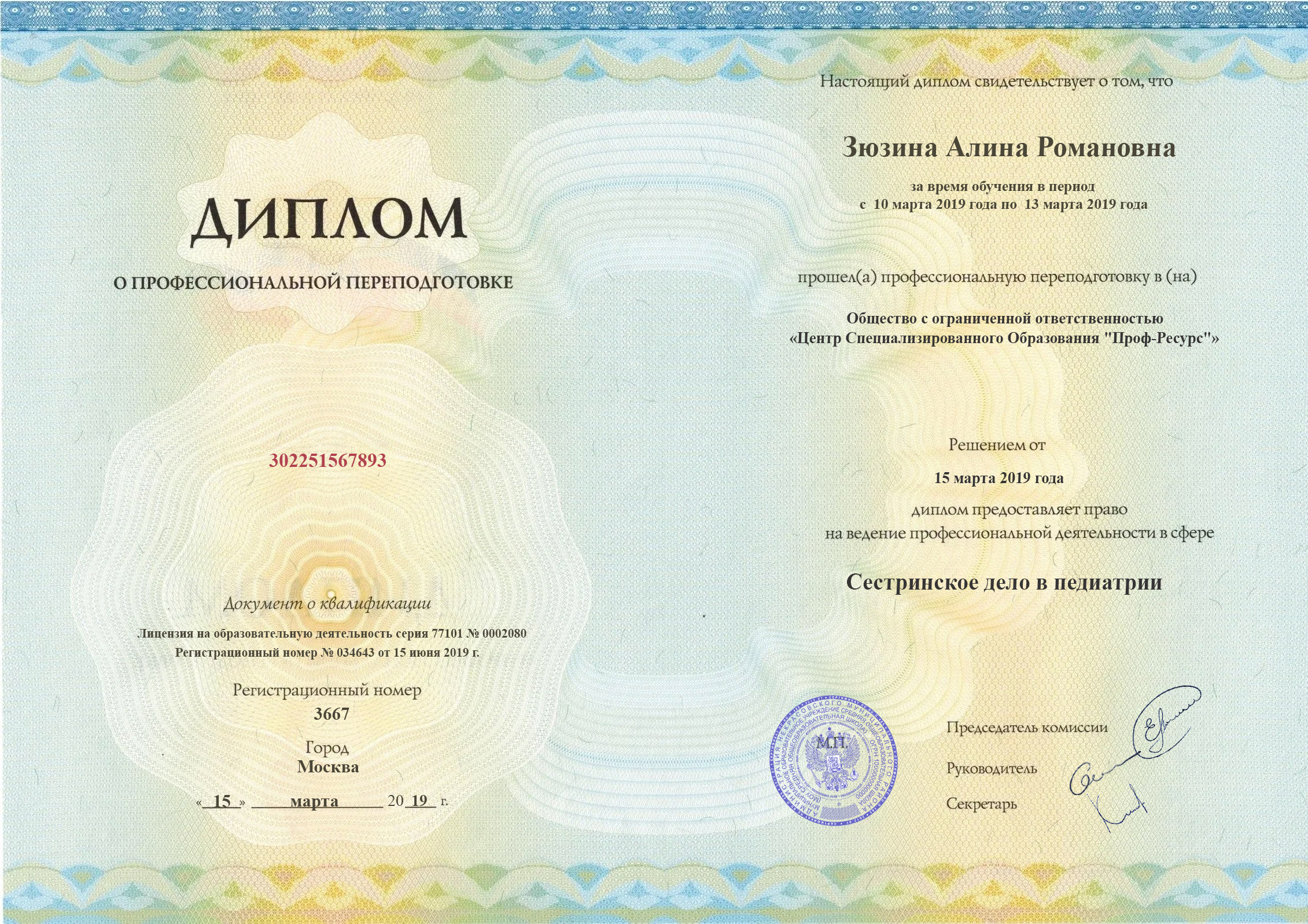Диплом переподготовки (Стр. 1)